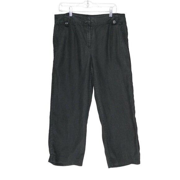 Talbots Woman Petite Size 16W 100% Irish Linen Black Pants 27" Inseam - Picture 1 of 11